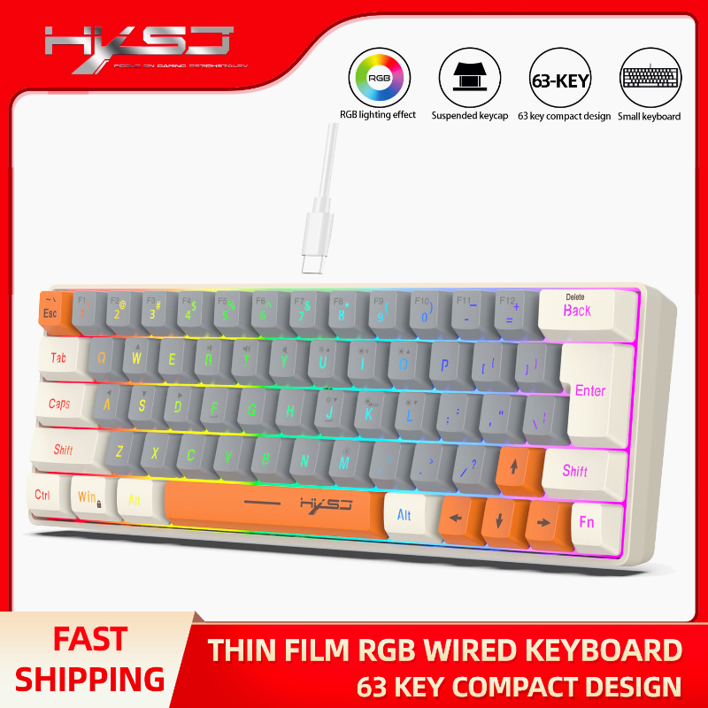 Keyboard RGB USB Berkabel 63 T - Pc Gaming Orange ulasan dan harga