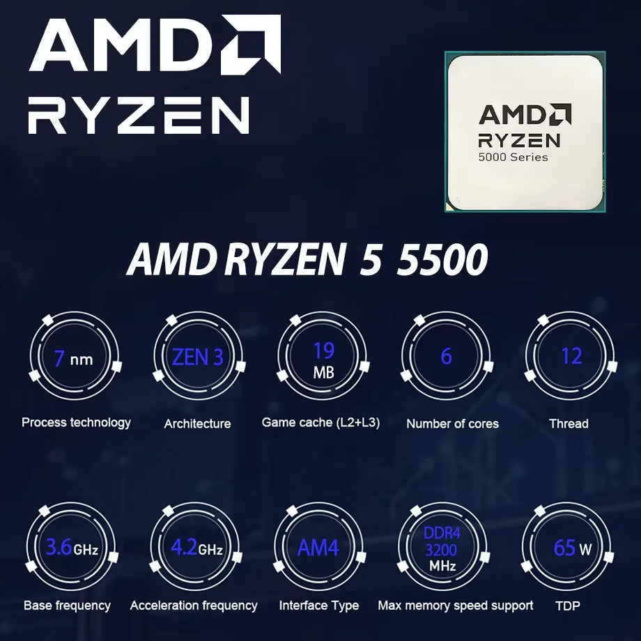 AMD Ryzen 5 5500 R5 5500 CPU D - Amd Cpu Ryzen 5 ulasan dan harga