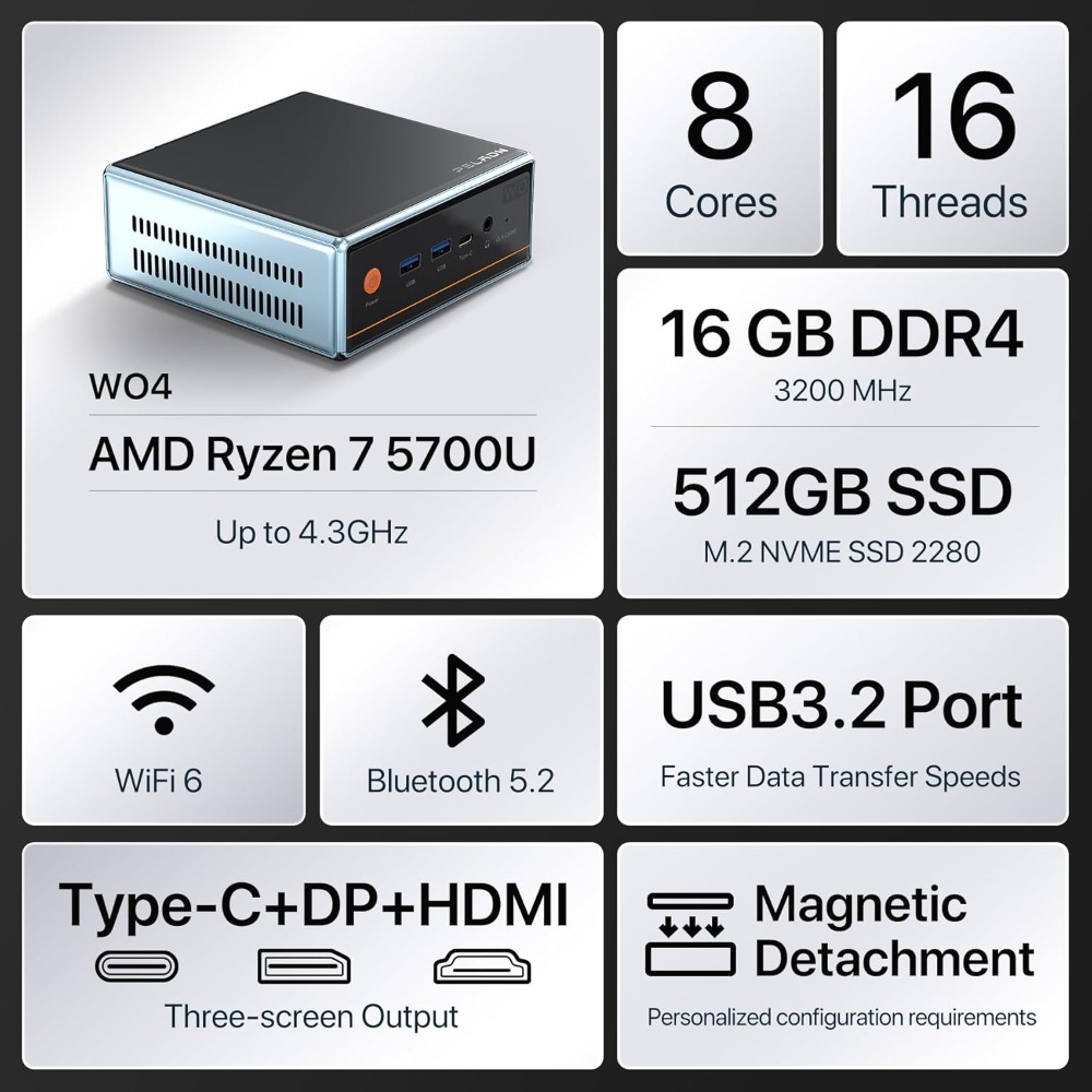 PC Mini AMD Ryzen 7 5700U 8-Co - Pc Gaming Amd Ryzen 7 ulasan dan harga